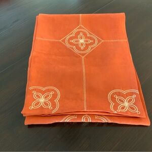 Orange Embroidered Table Runner